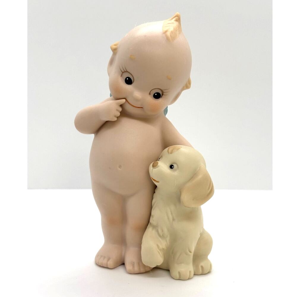 VTG 1991 Enesco/Jesco, Rose O'Neill Porcelain Kewpie Doll with Puppy Dog
